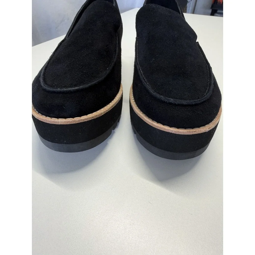 Eileen Fisher Ells Wedge‎ Lug-Sole Loafers Black Women's Size 8.5M NEW With Tag